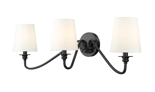 Z-LITE Gianna 3 Light Wall Sconce in Matte Black 7509-3S-MB