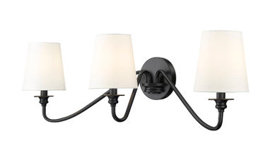 Z-Lite Gianna 3 Light Wall Sconce in Matte Black 7509-3S-MB