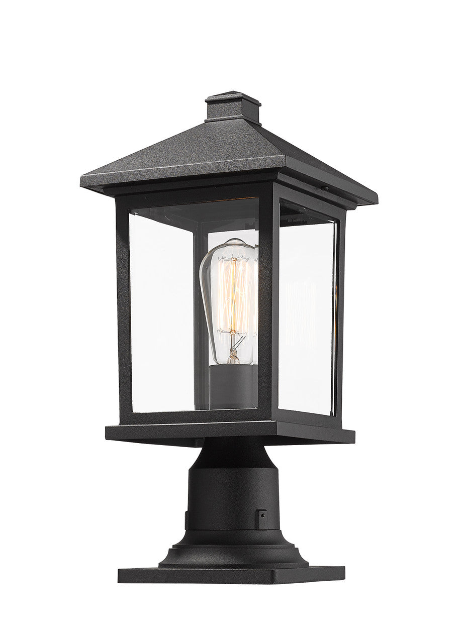 Z-Lite Portland 1 Light Outdoor Pier Mounted Fixture in Black 531PHMR-533PM-BK