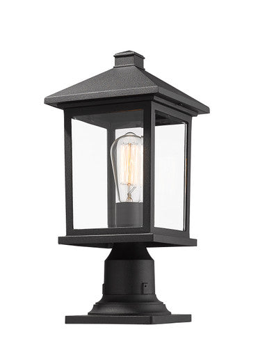 Z-Lite Portland 1 Light Outdoor Pier Mounted Fixture in Black 531PHMR-533PM-BK