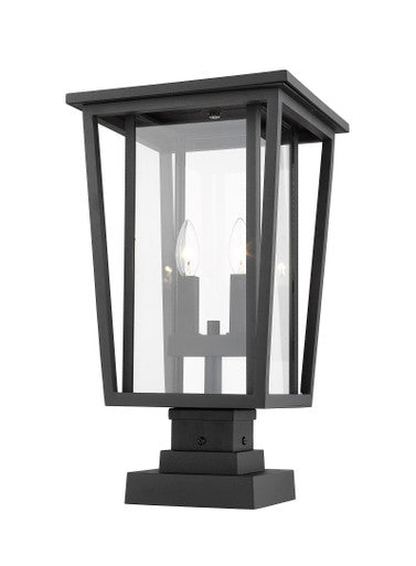 Z-Lite Seoul 2 Light Outdoor Pier Mounted Fixture in Black 571PHBS-SQPM-BK