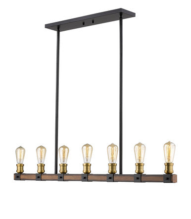 Z-Lite Kirkland 7 Light Linear Chandelier in Rustic Mahogany 472-7L-RM