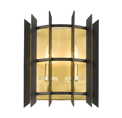 Z-Lite Haake Wall Sconce in Satin Brass 338-2S-MB+SBR