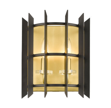 Z-Lite Haake 2 Light Wall Sconce in Satin Brass 338-2S-MB+SBR