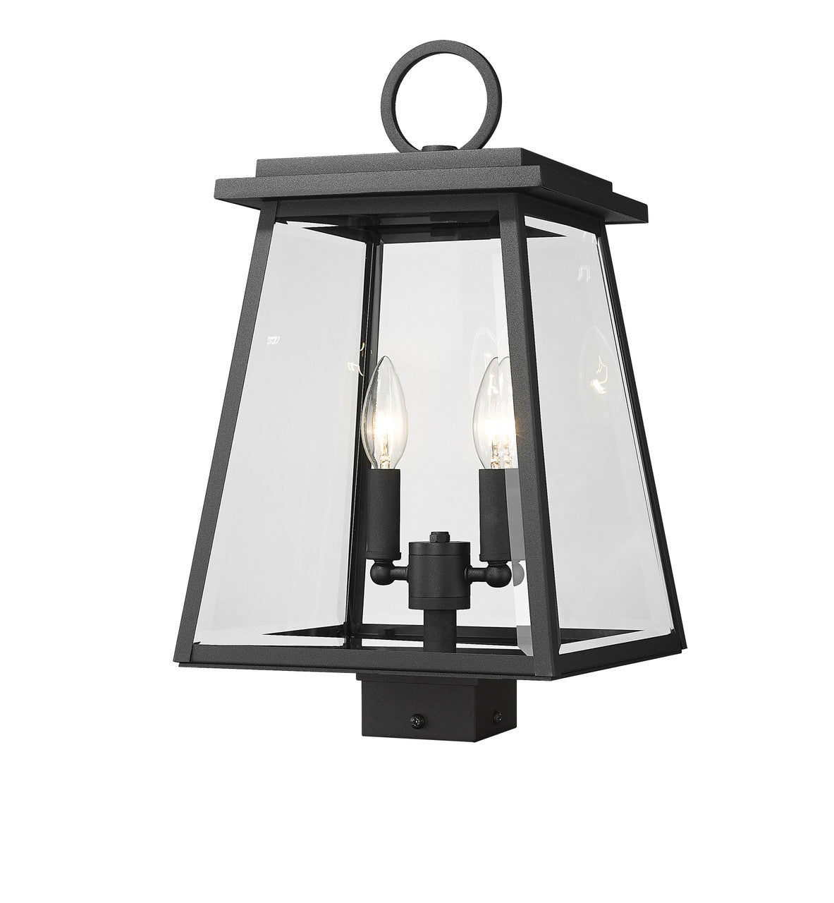 Z-Lite Broughton 2 Light Outdoor Post Mount Fixture in Black 521PHMS-BK