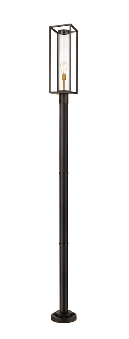 Z-Lite Dunbroch Outdoor Post Mounted Fixture in Deep Bronze + Outdoor Brass 584PHBR-567P-DBZ