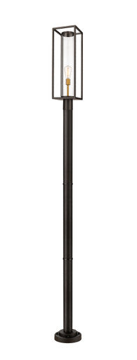 Z-Lite Dunbroch 1 Light Outdoor Post Mounted Fixture in Deep Bronze + Outdoor Brass 584PHBR-567P-DBZ