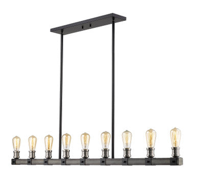 Z-Lite Kirkland 9 Light Linear Chandelier in Ashen Barnboard 472-9L-ABB