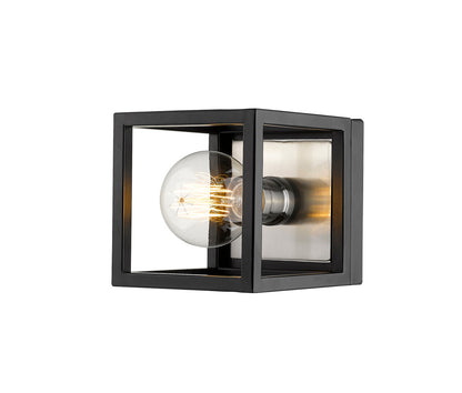 Z-Lite Kube 1 Light Wall Sconce in Matte Black + Brushed Nickel 480-1S-MB-BN