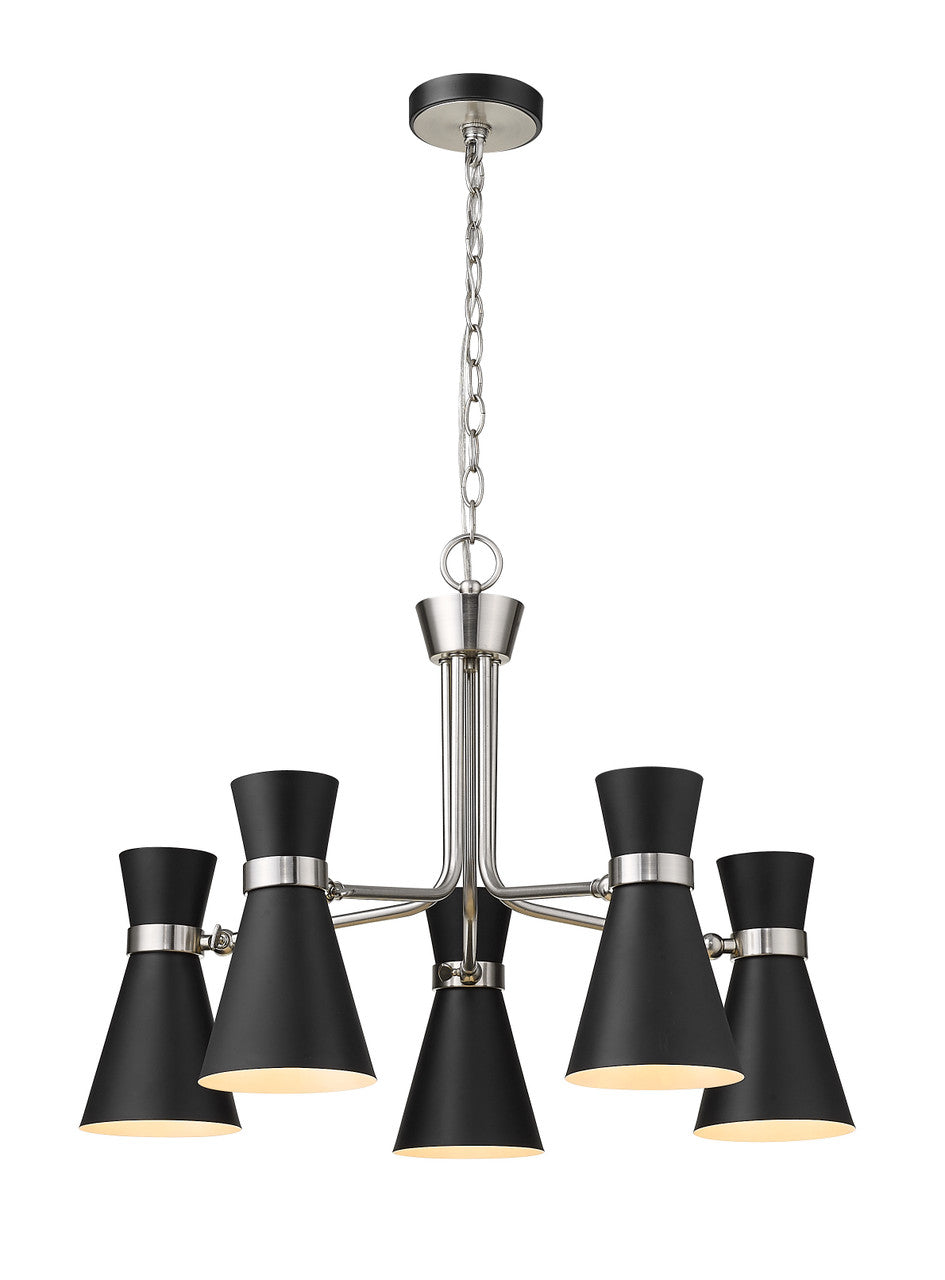 Z-Lite Soriano Chandelier in Matte Black + Brushed Nickel 728-5MB-BN