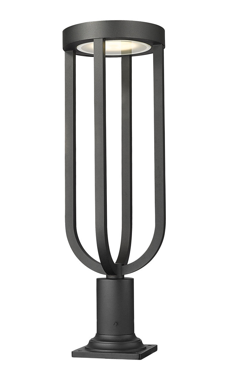 Z-LITE Leland 1 Light Outdoor Pier Mounted Fixture in Sand Black 5005PHB-533PM-BK-LED