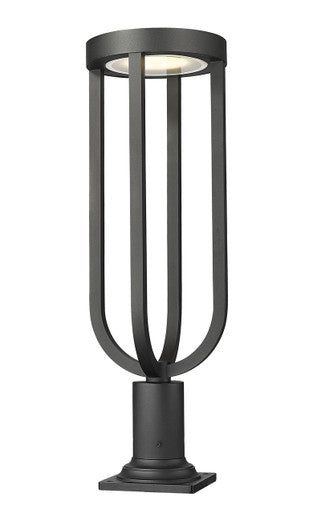 Z-Lite Leland 1 Light Outdoor Pier Mounted Fixture in Sand Black 5005PHB-533PM-BK-LED