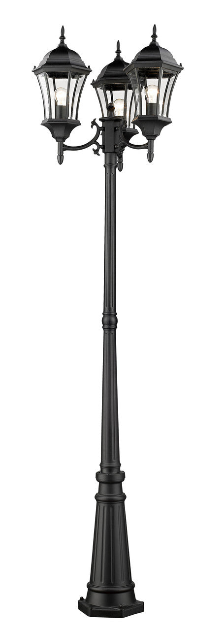 Z-Lite Wakefield Outdoor Post Mounted Fixture in Black 522MP3-BK