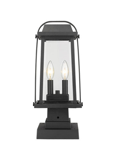 Z-Lite Millworks 2 Light Outdoor Pier Mounted Fixture in Black 574PHMS-SQPM-BK