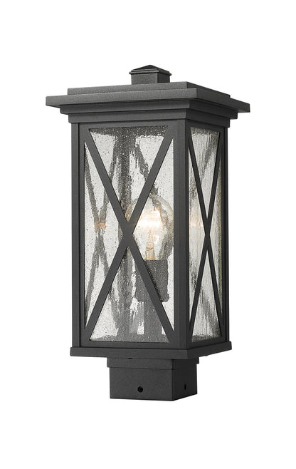 Z-Lite Brookside 1 Light Outdoor Post Mount Fixture in Black 583PHMS-BK