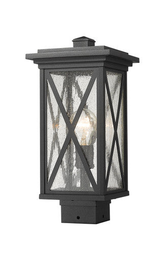 Z-Lite Brookside 1 Light Outdoor Post Mount Fixture in Black 583PHMS-BK