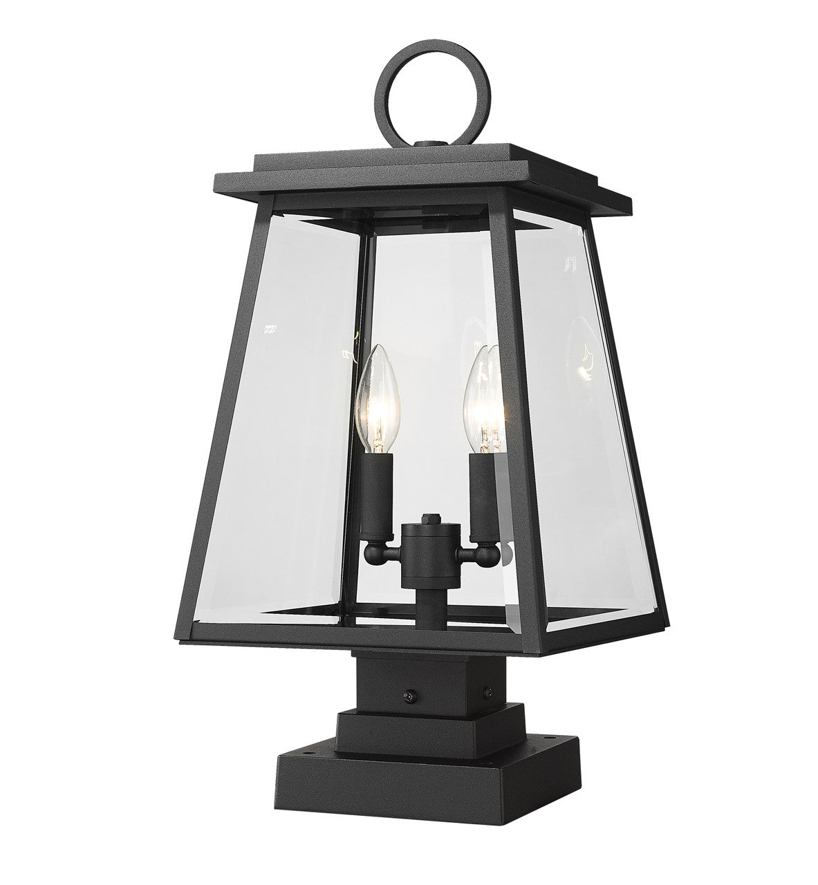 Z-Lite Broughton 2 Light Outdoor Pier Mounted Fixture in Black 521PHMS-SQPM-BK