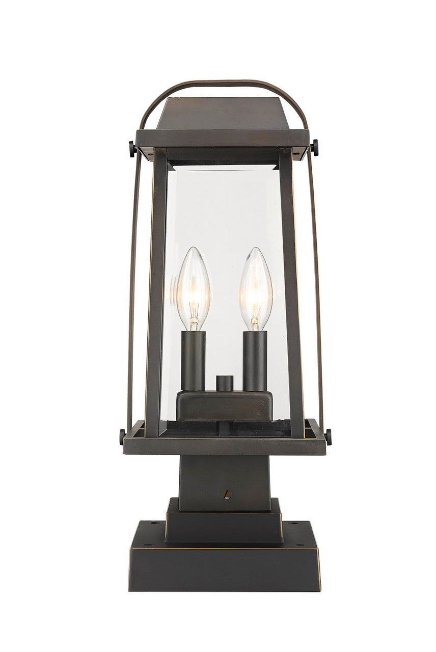 Z-Lite Millworks 2 Light Outdoor Pier Mounted Fixture in Oil Rubbed Bronze 574PHMS-SQPM-ORB