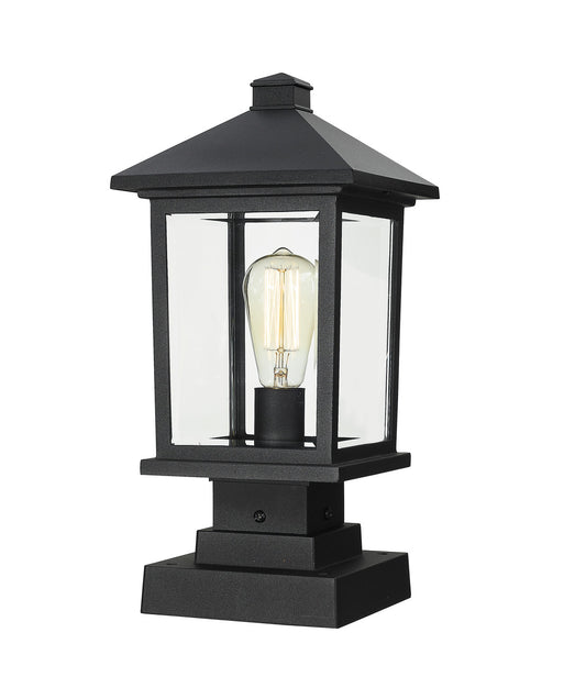 Z-Lite Portland 1 Light Outdoor Pier Mounted Fixture in Black 531PHMS-SQPM-BK