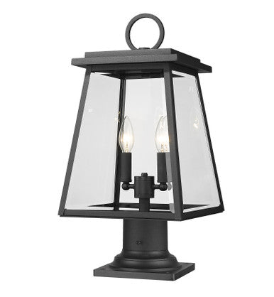 Z-Lite Broughton 2 Light Outdoor Pier Mounted Fixture in Black 521PHMR-533PM-BK