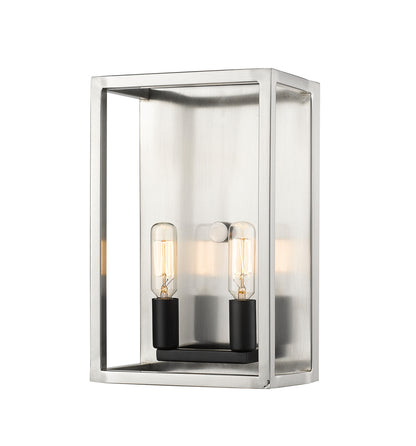 Z-Lite Quadra Wall Sconce in Brushed Nickel + Black 456-2S-BN-BK