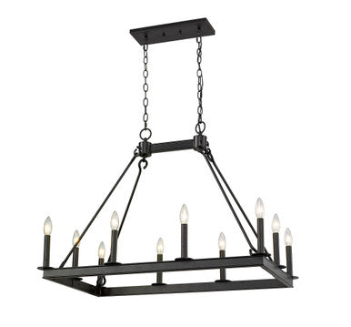 Z-Lite Barclay 10 Light Linear Chandelier in Matte Black 482-10L-MB