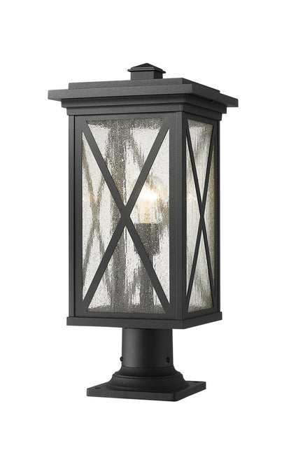 Z-Lite Brookside 1 Light Outdoor Pier Mounted Fixture in Black 583PHBR-533PM-BK