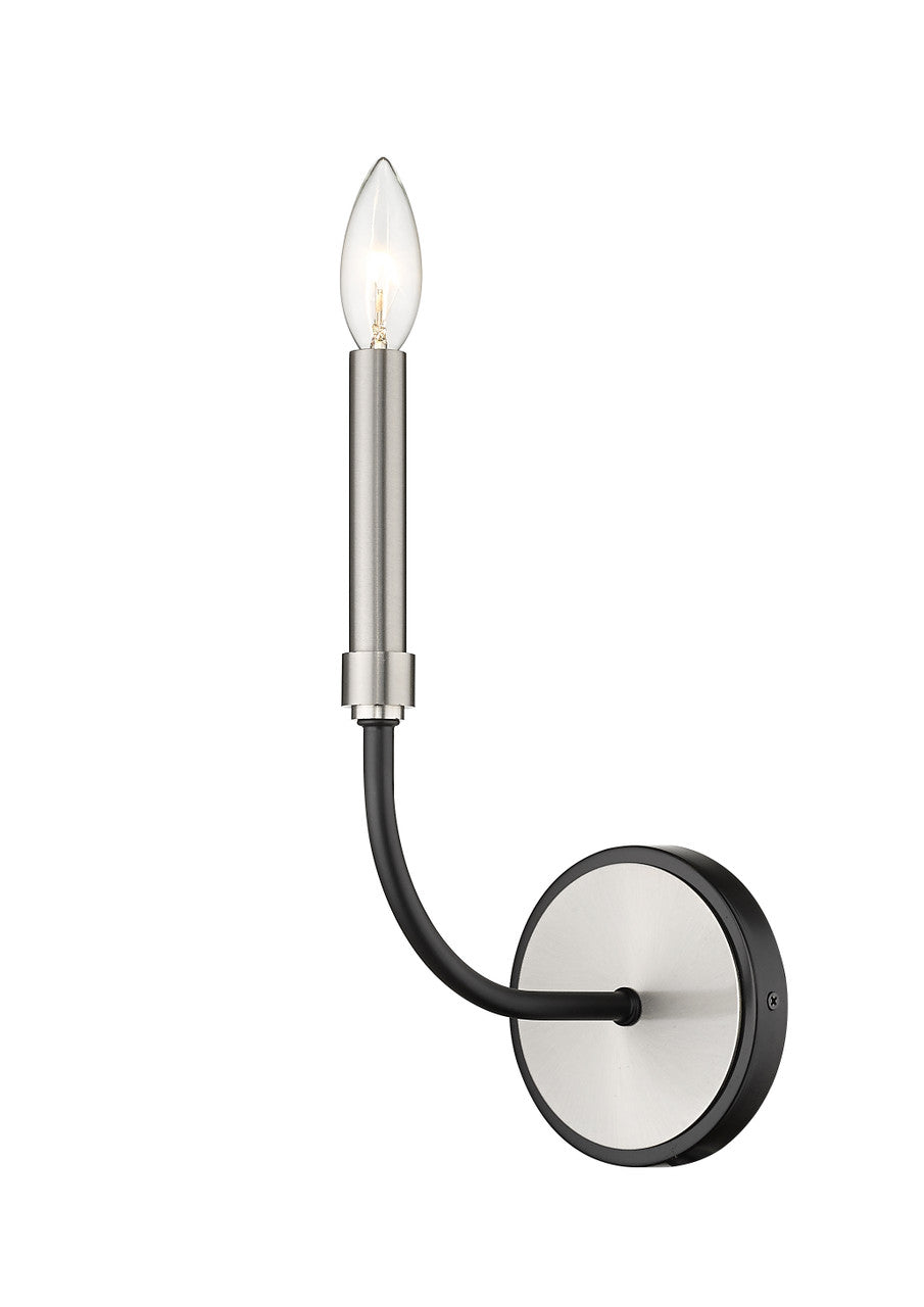 Z-Lite Haylie 1 Light Wall Sconce in Matte Black + Brushed Nickel 479-1S-MB-BN