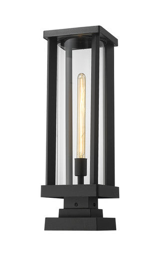 Z-Lite Glenwood 1 Light Outdoor Pier Mounted Fixture in Black 586PHBS-SQPM-BK