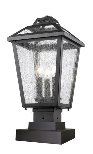 Z-Lite Bayland 3 Light Outdoor Pier Mounted Fixture in Black 539PHMS-SQPM-BK