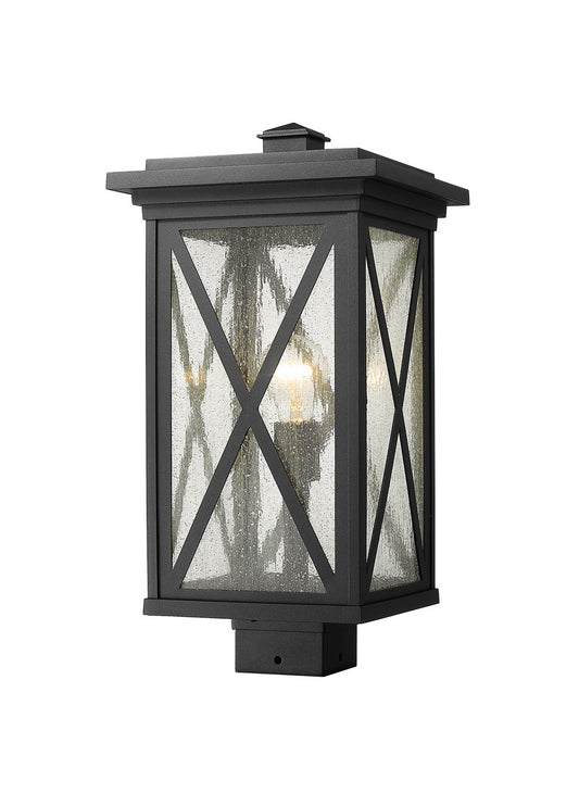 Z-Lite Brookside 1 Light Outdoor Post Mount Fixture in Black 583PHBS-BK