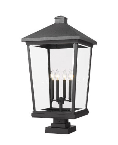 Z-Lite Beacon 4 Light Outdoor Pier Mounted Fixture in Black 568PHXXLS-SQPM-BK