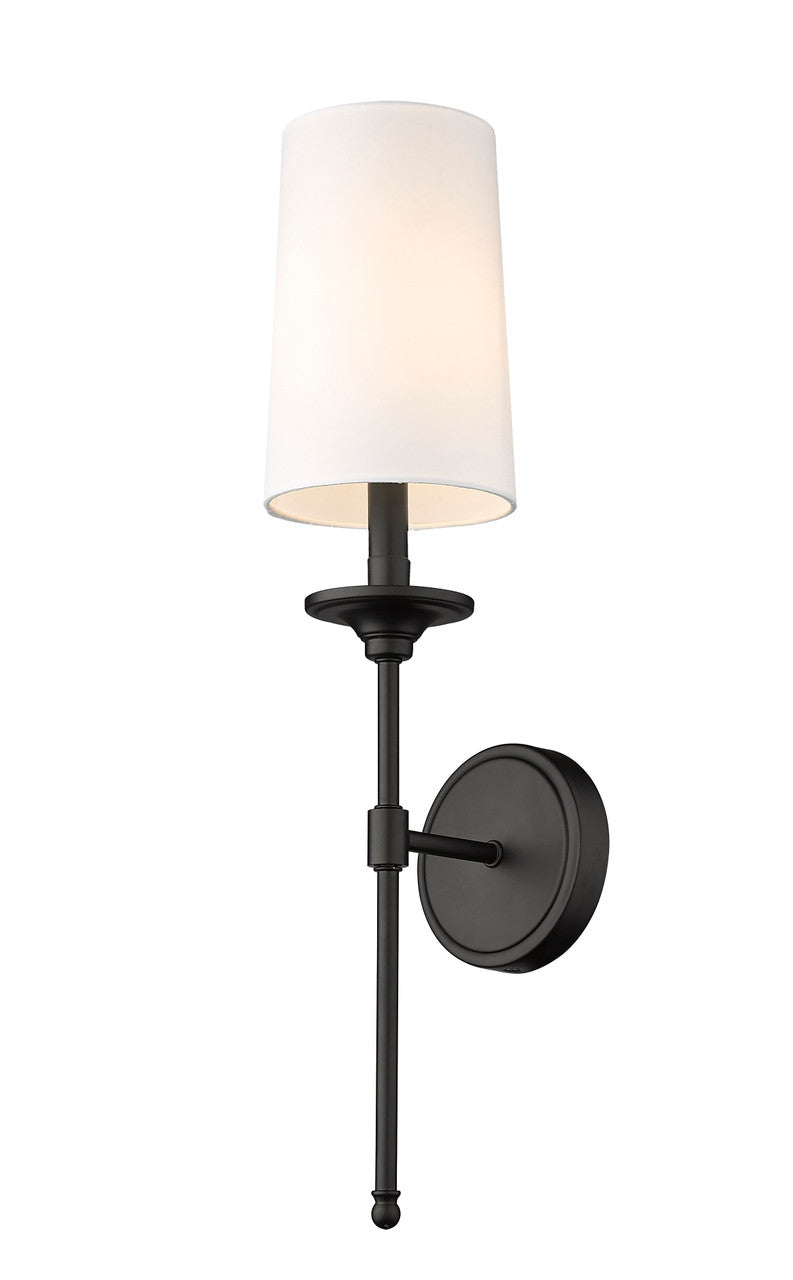 Z-Lite Emily 1 Light Wall Sconce in Matte Black 3033-1S-MB