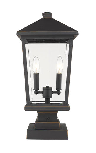 Z-Lite Beacon 2 Light Outdoor Pier Mounted Fixture in Oil Rubbed Bronze 568PHBS-SQPM-ORB