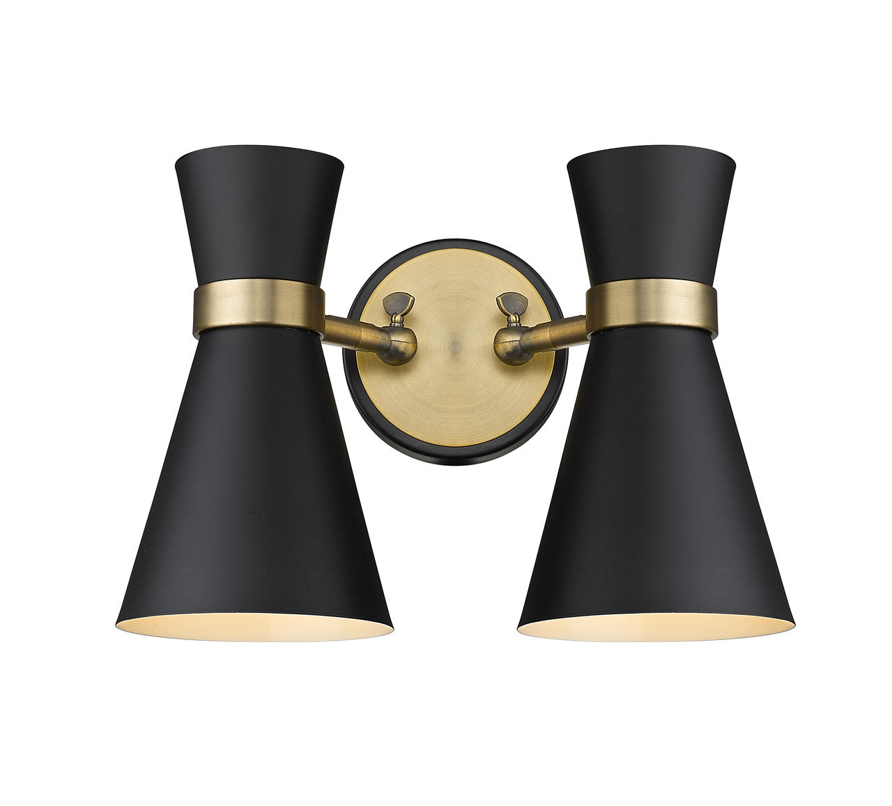 Z-Lite Soriano 2 Light Wall Sconce in Matte Black + Heritage Brass 728-2S-MB-HBR