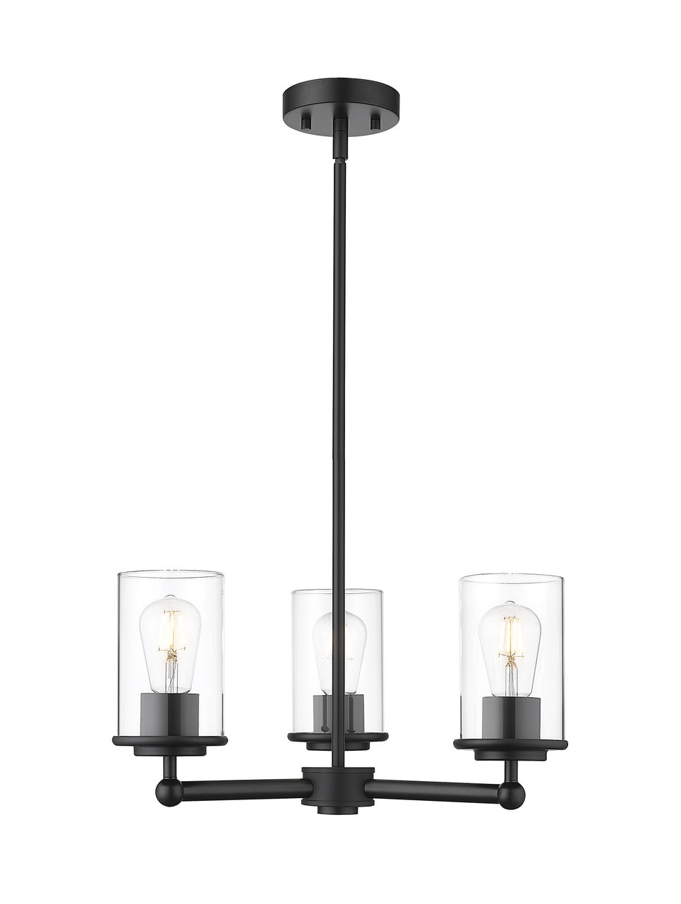 Z-LITE Thayer 3 Light Chandelier in Matte Black 742-3MB