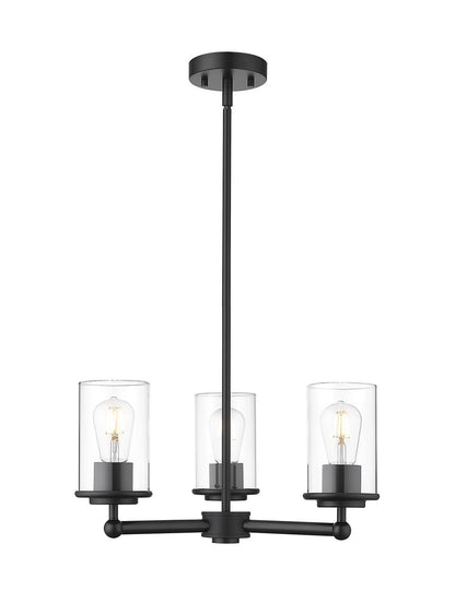 Z-LITE Thayer 3 Light Chandelier in Matte Black 742-3MB