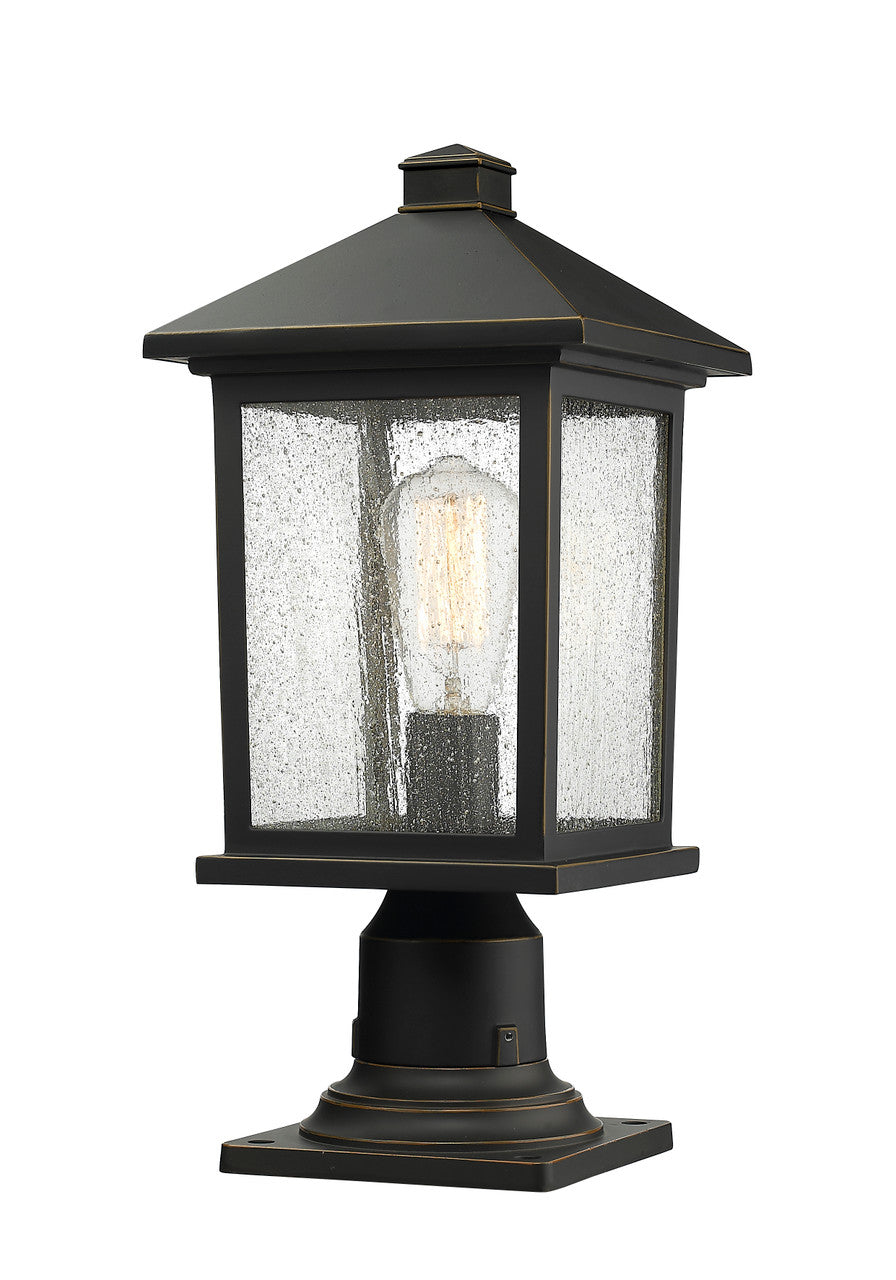 Z-Lite Portland 1 Light Outdoor Pier Mounted Fixture in Oil Rubbed Bronze 531PHMR-533PM-ORB