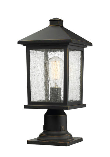 Z-Lite Portland 1 Light Outdoor Pier Mounted Fixture in Oil Rubbed Bronze 531PHMR-533PM-ORB