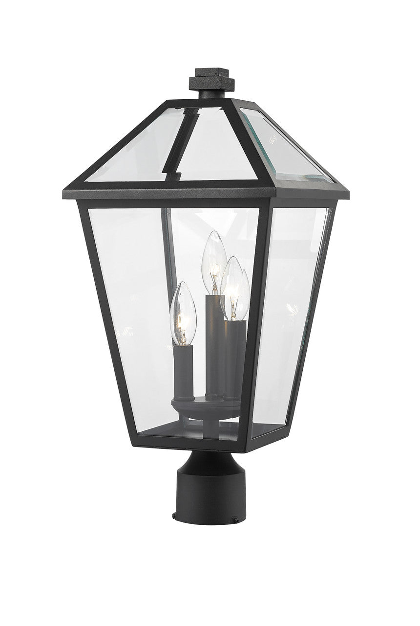 Z-Lite Talbot 3 Light Outdoor Post Mount Fixture in Black 579PHBR-BK