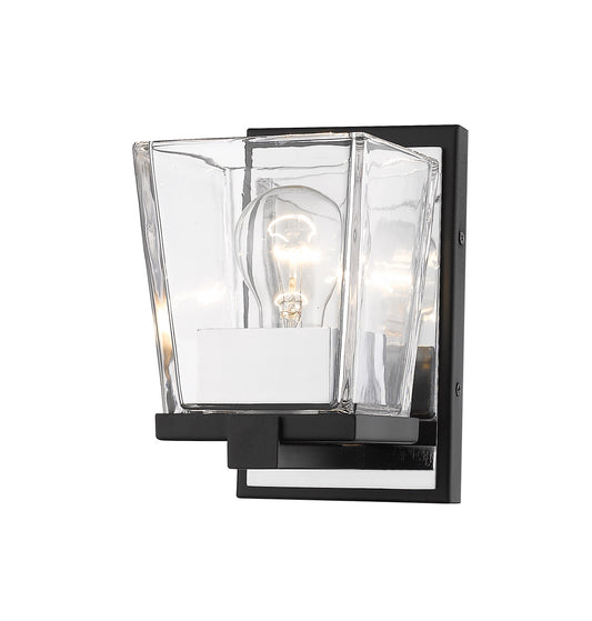 Z-Lite Bleeker Street 1 Light Wall Sconce in Matte Black + Chrome 475-1S-MB-CH