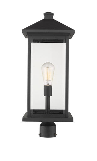 Z-Lite Portland 1 Light Outdoor Post Mount Fixture in Black 531PHBXLR-BK