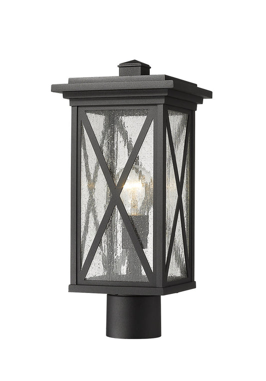 Z-Lite Brookside 1 Light Outdoor Post Mount Fixture in Black 583PHMR-BK