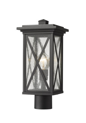 Z-Lite Brookside 1 Light Outdoor Post Mount Fixture in Black 583PHMR-BK