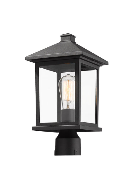 Z-Lite Portland 1 Light Outdoor Post Mount Fixture in Black 531PHMR-BK