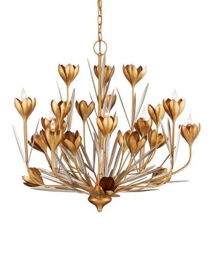 Currey & Co Hortensia Chandelier in Contemporary Gold Leaf/Contemporary Gold/Contemporary Silver Leaf 9000-1215