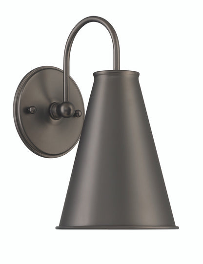 Lumanity Lighting Lincoln Tapered Metal 7" Dome Dark Bronze Wall Sconce Light in Plated Dark Bronze, Off White Enamel  L050-0004