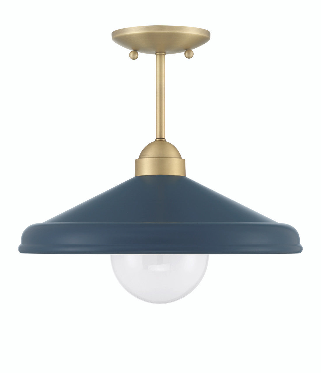 Lumanity Lighting Brooks Matte Navy 14" Semi-Flush Mount Ceiling Barn Light in Painted Matte Navy, Gold Leaf, Satin Brass    L090-0049