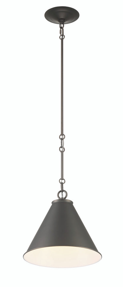 Lumanity Lighting Lincoln Tapered Metal 11" Dome Dark Bronze Pendant Light in Plated Dark Bronze, Off White Enamel  L090-0037