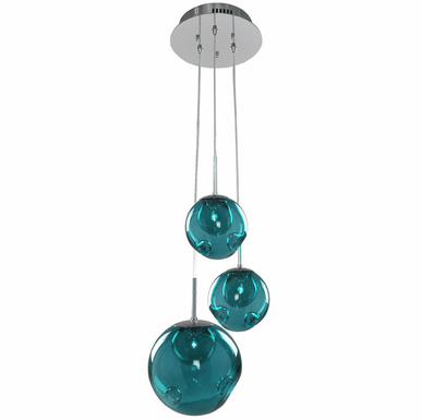 Kalco Meteor 3 Light Pendant 309540CH/AQUA